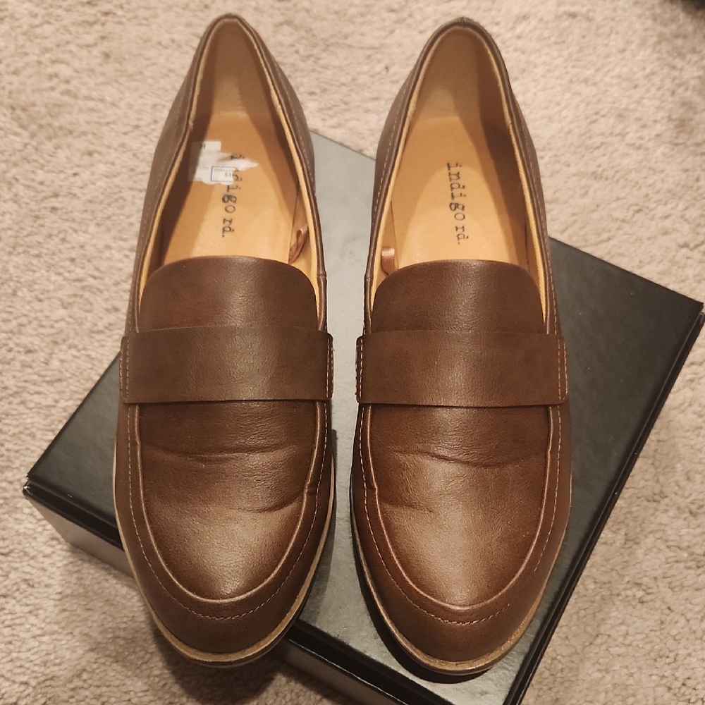 Indigo Brown Leather Loafers
